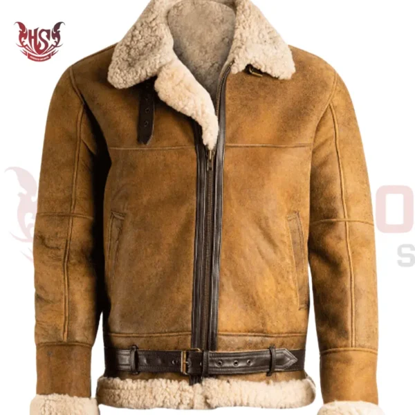 brown fur collar b3 bomber flight jacket