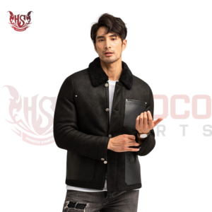 shop the mens black shearling moto leather bomber aviator jacket