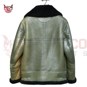 vintage green b3 sheepskin shearling leather jacket for men.