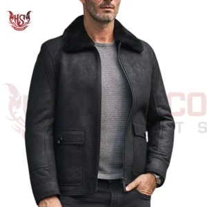 black schott b3 leather bomber sheepskin jacket