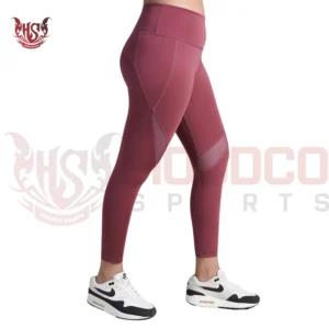 Custom color pink leggings in various shades, laid out on a white background