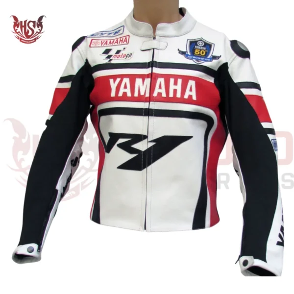 Front side: WGP Yamaha R1 Racing Leather Motorbike Jacket