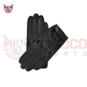 black motorcycle driving gloves leather-made