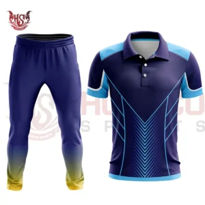 Customizable Blue Cricket Team Uniform Front View