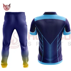 Customizable Blue Cricket Team Uniform Back View