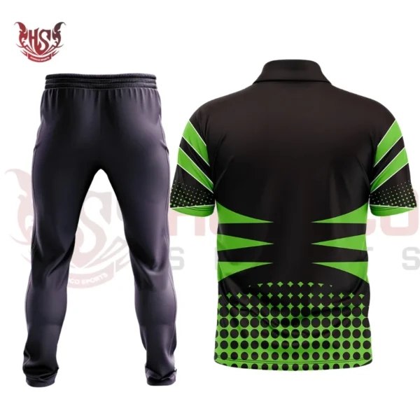 Test Cricket Uniform Kit Front View Green and Black