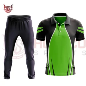 Test Cricket Uniform Kit Front View Green and Black