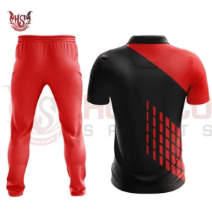 Customizable Test Cricket Uniform Kit Back View Red and Black