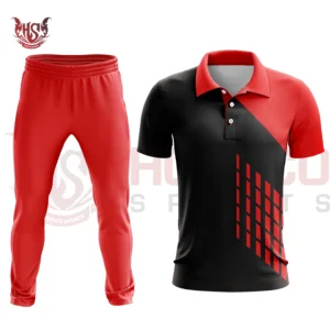 Customizable Test Cricket Uniform Kit Front View Red and Black