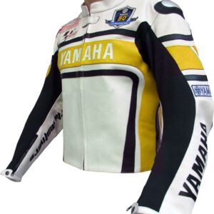 side view of joe racket yamaha leather jacket for racing lovers