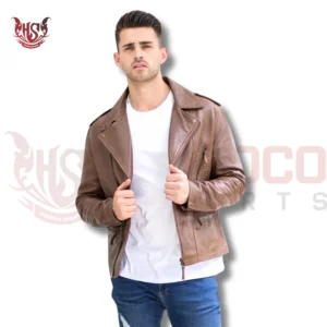 most favourite men leather jacket in tawny brown