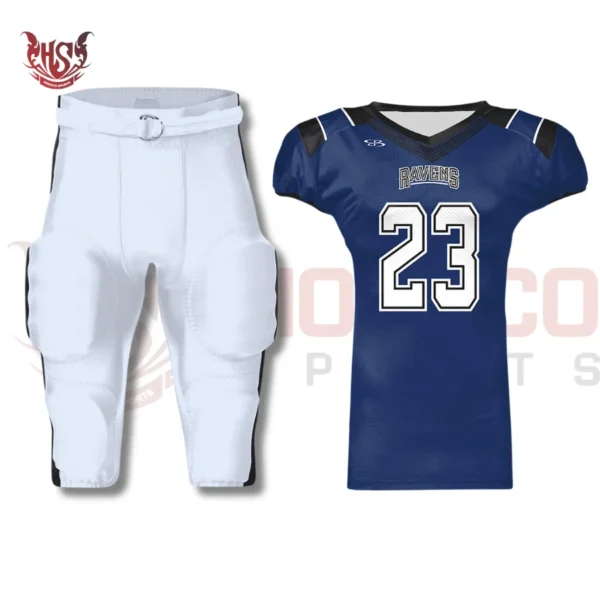 Blue and White American Football Uniforms | Front