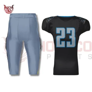 Grey Black Hurricanes Football Uniforms | Back