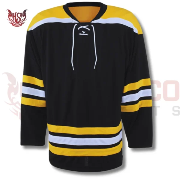 Black Ice Hockey Jersey With Yellow Stripes