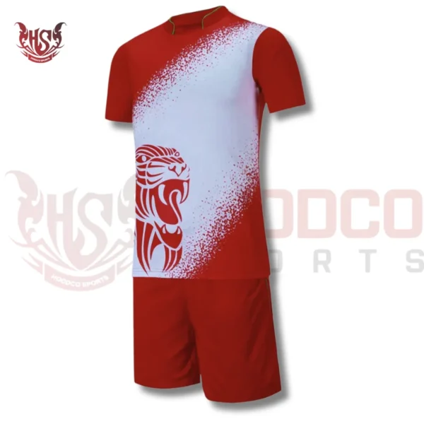 Red and White Sublimated Soccer Uniforms | Side