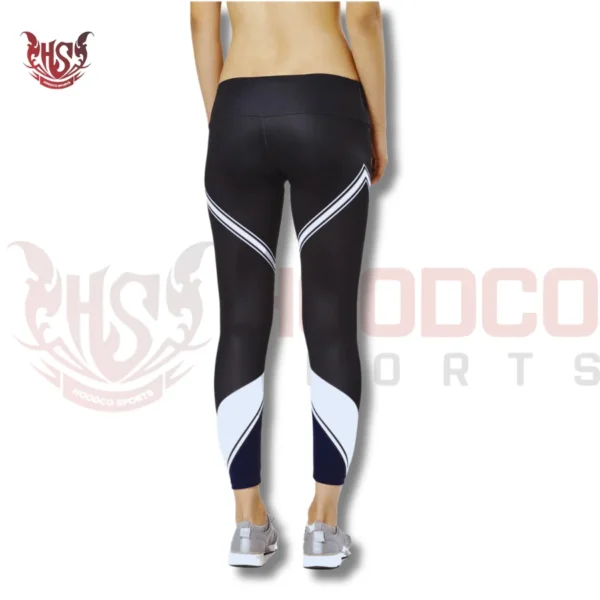 High Waist Black And White Push Up Leggings | Back