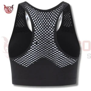 Black Mesh Sports Bra | Back