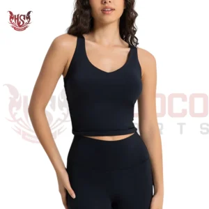 Bulk black V-neck sports bras with zero shipping, perfect for workouts