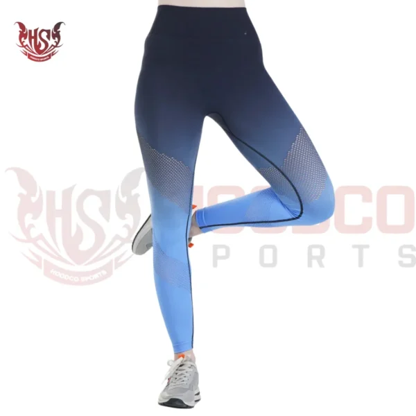 gradient blue dip dye seamless sports leggings